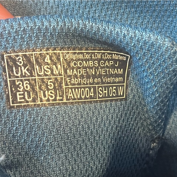 Dr. Martens Junior Combs Black and Blue Utility Combat Boots Boys Size 4 - Picture 12 of 14